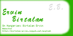 ervin birtalan business card